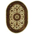 Hand-tufted Classic Kerman Ivory Wool Rug (4'6 x 6'6 Oval)