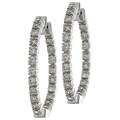 14k White Gold 1-1/2ct TDW Diamond Hoop Earrings ( I-J, I1-I2 )