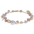 14k Tri-tone Gold Stone and Pearl Charm Bracelet