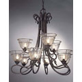 Lalique Pewter 9-light Chandelier