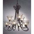 Lalique Pewter 9-light Chandelier