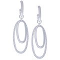 Sterling Silver Oval Disc Cut-out Hoop Earrings