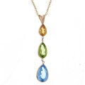 14k Yellow Gold Pear Gemstone Necklace