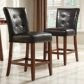 Tufted-back Bicast Leather Pub Chair (Set of 2)