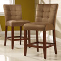 Tufted-back Buckskin Microfiber Pub Chairs (Set of 2)