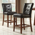 Tufted-back Vinyl Pub Chairs (Set of 2)