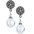 Clear Quartz Ball Bead Balinese Earrings