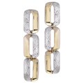 14k Gold Triple Tablet Stampato Earrings