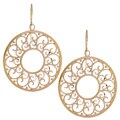 14k Gold Round Filigree Hook Earrings