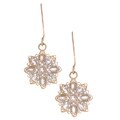 14k Two-tone Dangling Flower Earrings