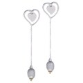 14k White Gold Grey Cultured Pearl Earrings