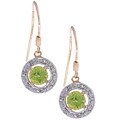 14k Yellow Gold Peridot Pave Diamond Earrings