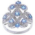 14k White Gold Blue Topaz 1/8ct TDW Diamond Ring