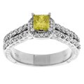 14k White Gold 1-1/8ct TDW Yellow Diamond Ring