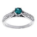 14k White Gold 3/4ct Blue Diamond Ring