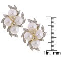 14k Gold Four Akoya Pearl and Diamond Earrings