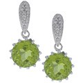 14k White Gold Peridot Diamond Dangle Earrings