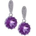 14k White Gold Amethyst Diamond Dangle Earrings
