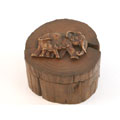 Carved Teak Wood Elephant Storage Box (Thailand)