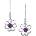 10k Amethyst Diamond February Birth Stone Earrings