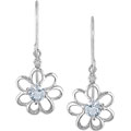 10k Aquamarine Diamond March Birth Stone Earrings