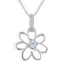 10k Aquamarine Diamond March Birth Stone Pendant