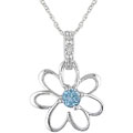 10k Blue Topaz Diamond December Birth Stone Pendant