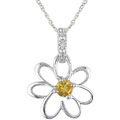 10k Citrine Diamond November Birth Stone Pendant