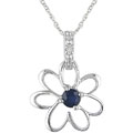 10k Sapphire Diamond September Birth Stone Necklace