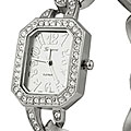 Geneva Platinum Brushed Jeweled Fashion Watch