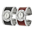 Geneva Platinum Hinged Cuff Croc Skin Print Watch