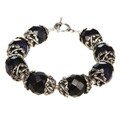 Silver Black Sandstone Bracelet