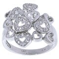 Sterling Silver Multiple Hearts Cubic Zirconia Ring