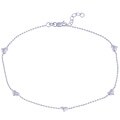 Sterling Silver Five Heart Station Anklet