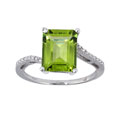 14k White Gold Diamond and Peridot Ring
