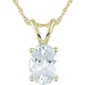 10k Yellow Gold Oval Aquamarine Necklace