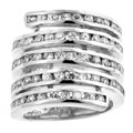 Silvertone Multiple Rows CZ Cocktail Ring