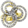 Goldtone Swirls CZ Flower Cocktail Ring