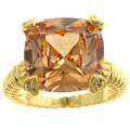 Goldtone Champagne Cushion-cut CZ Ring