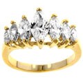 Goldtone Seven Stone Marquis CZ Ring