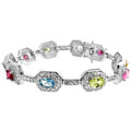 Silvertone Multi-colored and Pave CZ Bracelet