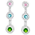 Silvertone Multiple Circle Drops CZ Earrings