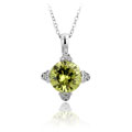 Silvertone Peridot and CZ Drop Pendant