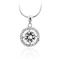 Silvertone CZ Drop Pendant Necklace