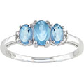 10k White Gold Oval Blue Topaz Diamond Ring