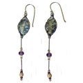 Roman Glass Mother of Pearl Dangle Earrings (Israel)