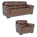 Remy Chestnut Brown Leather Sofa and Chair