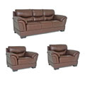 Remy Chestnut Brown Leather Sofa and Two Chairs