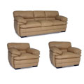 Dalton Tan Leather Sofa and Two Chairs