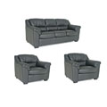 Johnathan Black Leather Sofa and Two Chairs